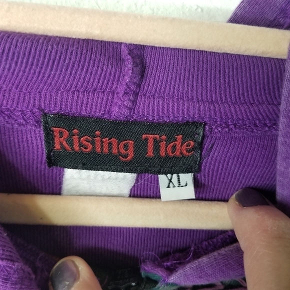 Vtg Rising Tide patchwork hippie hoodie - Picture 7 of 8